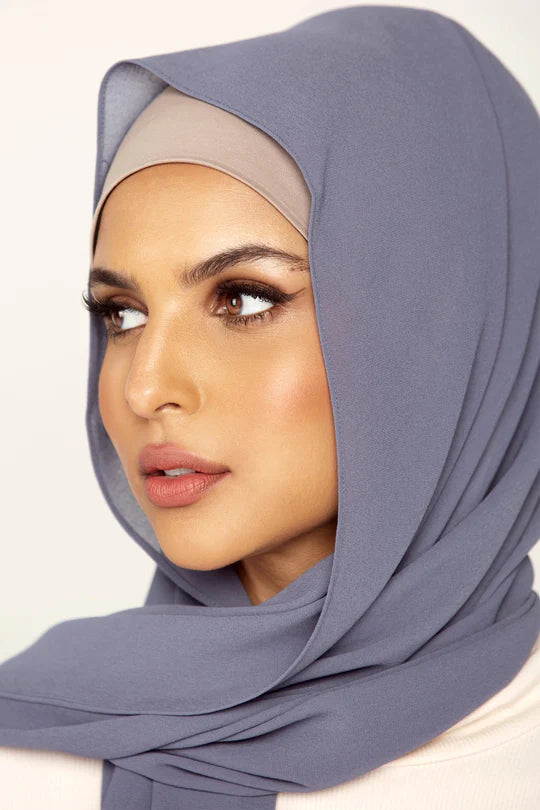 Plain Georgette Hijab in Denim Grey - Image 2