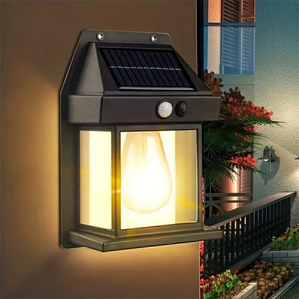 New Solar Tungsten Filament Lamp Outdoor Waterproof Intelligent Induction Wall Lamp
